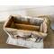 This shows the inside of the handmade Moose box. It is made with upcycled wood. The wood is weather gray and the moose art is dark brown. 